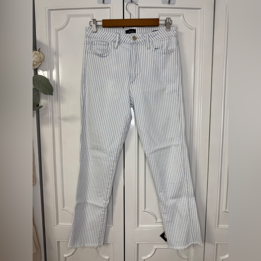 Joe's Jeans Light Blue and White Striped Straight Leg Jeans